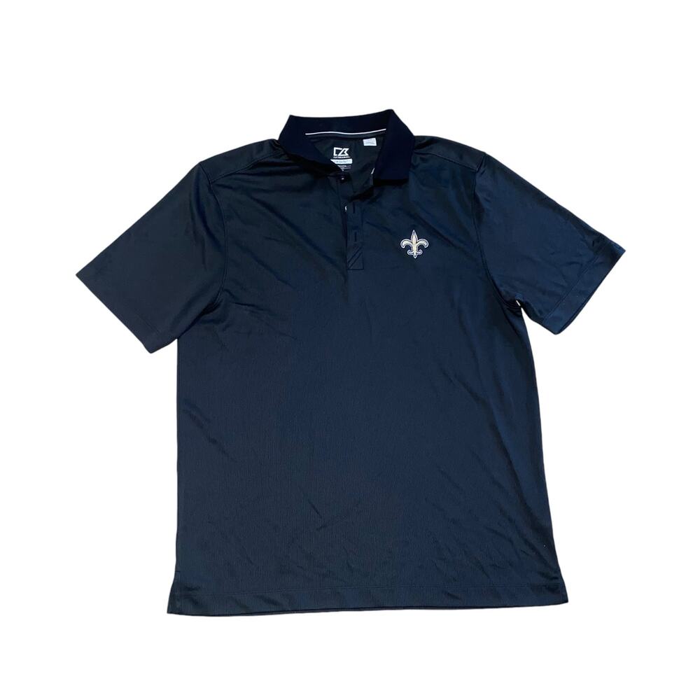 Cutter & Buck NFL New Orleans Saints Football Short Sleeved Polo Shirt Black